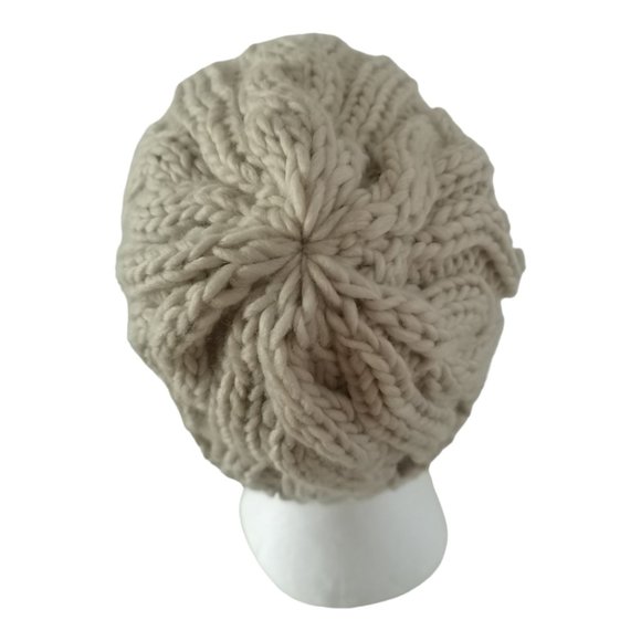 Handmade Knitted Toque Beanie Winter Hat Unisex Men Women Gift Cream - Picture 5 of 6